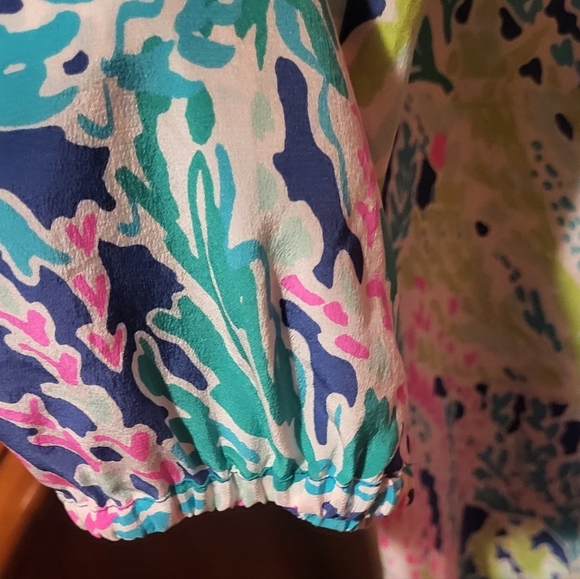 Lilly Pulitzer Elsa Silk Colorful V Neck Long Sleeve Top Size Small - Picture 6 of 7